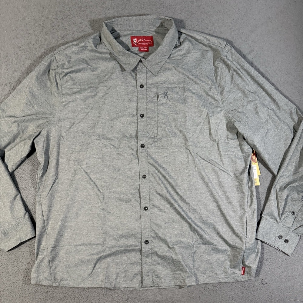 Browning Conway Shirt Long‎ Sleeve Button Vented Hunting Gray Mens Size 3XL